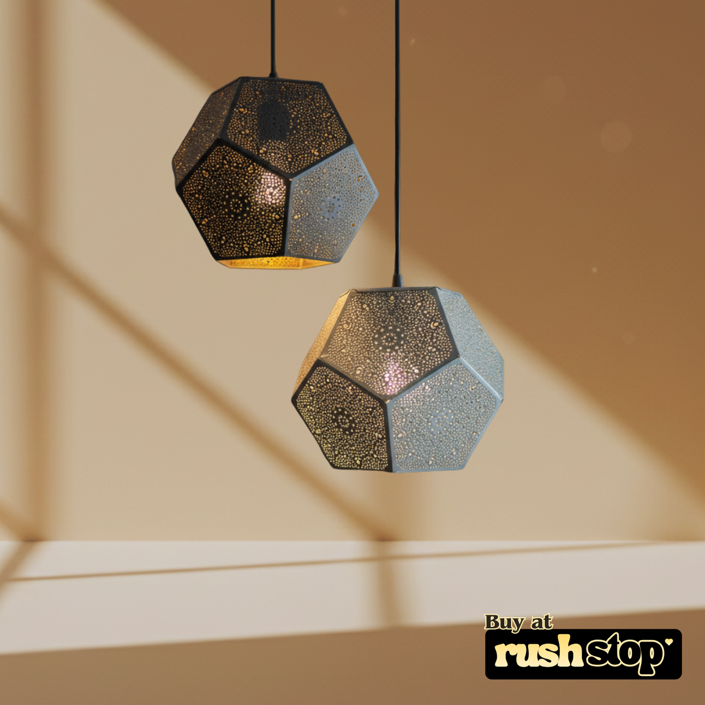 Luxury Moroccan pendant light, designer resin sculpture, handcrafted decor India, premium resin decor India – Rush Stop, free shipping home decor India.