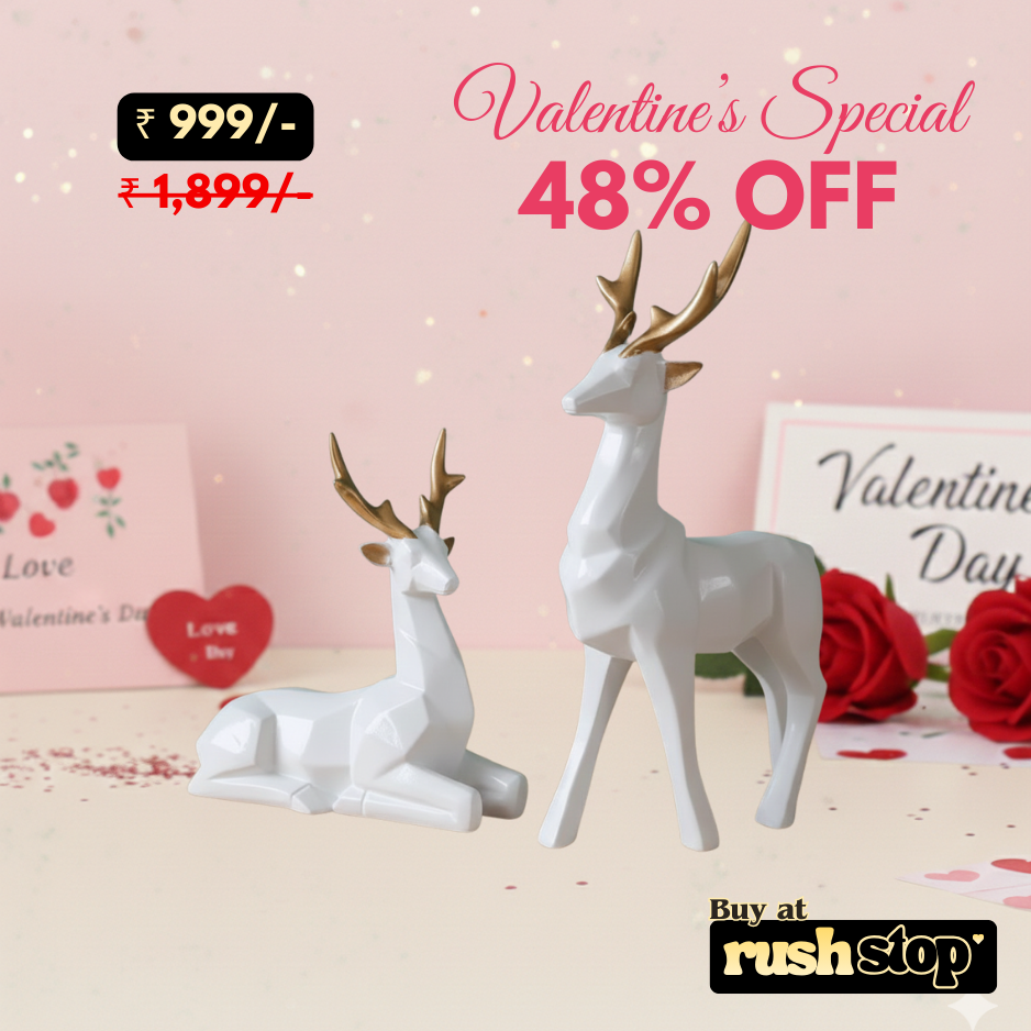 Nordic Minimalist White & Gold Deer Sculpture Set