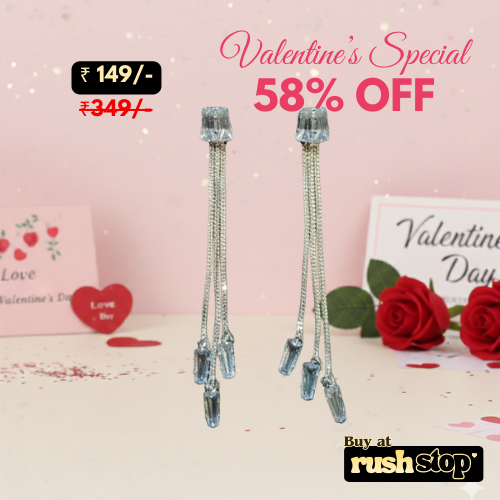 Long Chain and Crystal Drop Earrings Set of 2