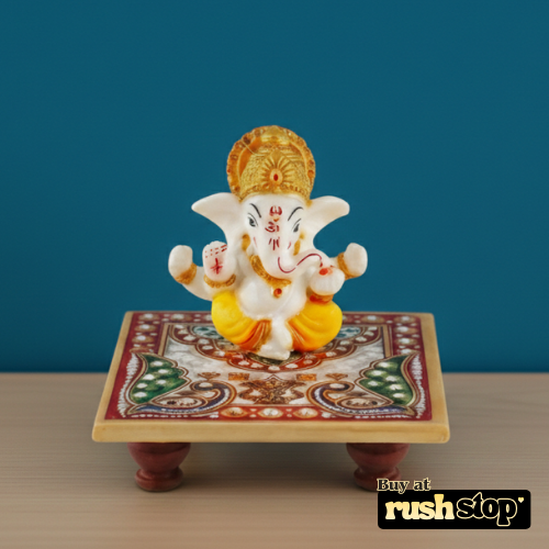 Lord Ganesh Ji Murti on Decorative Chowki