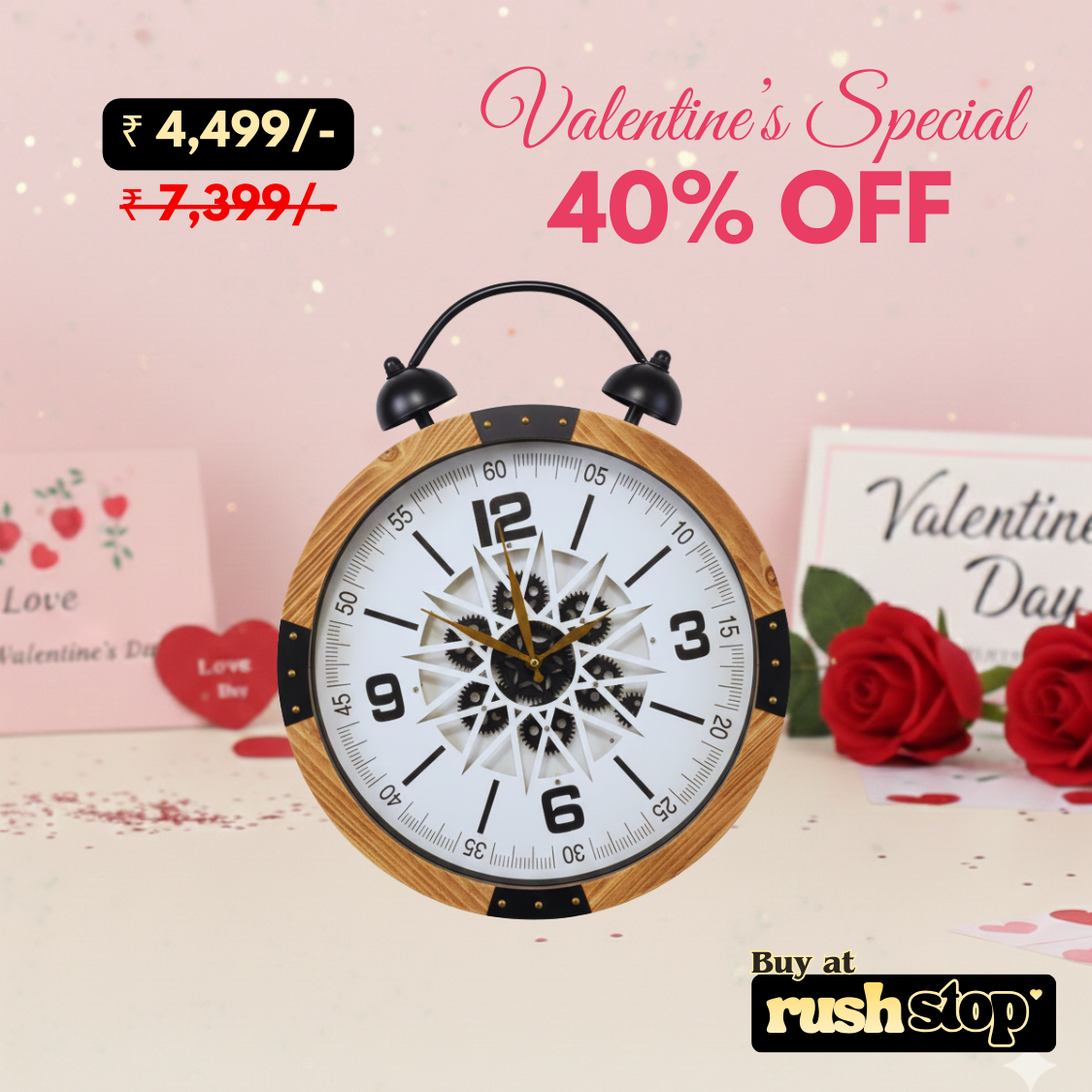 Retro Gear & Wood Decorative Wall Clock