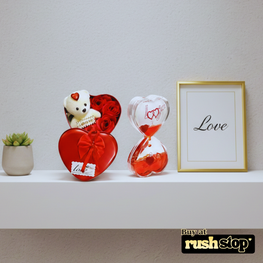 Romantic Heart Tin Gift Set with Liquid Motion Timer