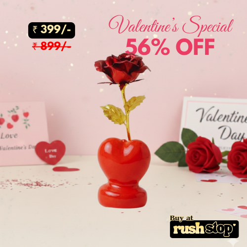 Romantic Red Rose with Heart Stand