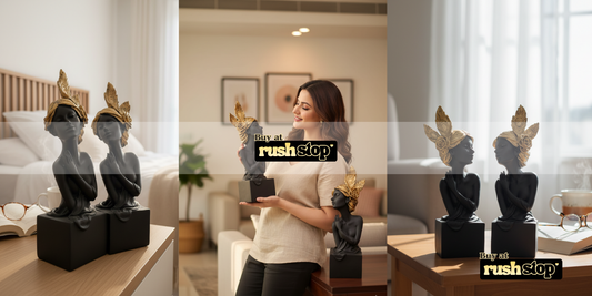 Decorative Gray and Golden Fairy Statue: The Perfect Designer Resin Sculpture for Elegant Home Decor