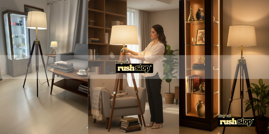 Vintage Wooden Tripod Floor Lamp – Timeless Lighting for Modern Homes