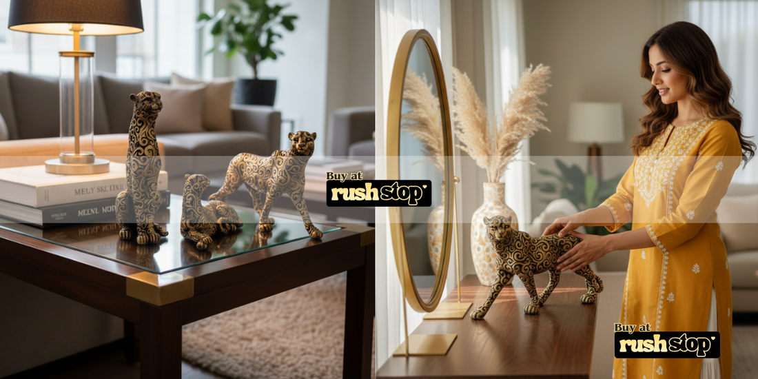Luxury Golden Panther Figurine Set – Modern Resin Art for Premium Home Decor