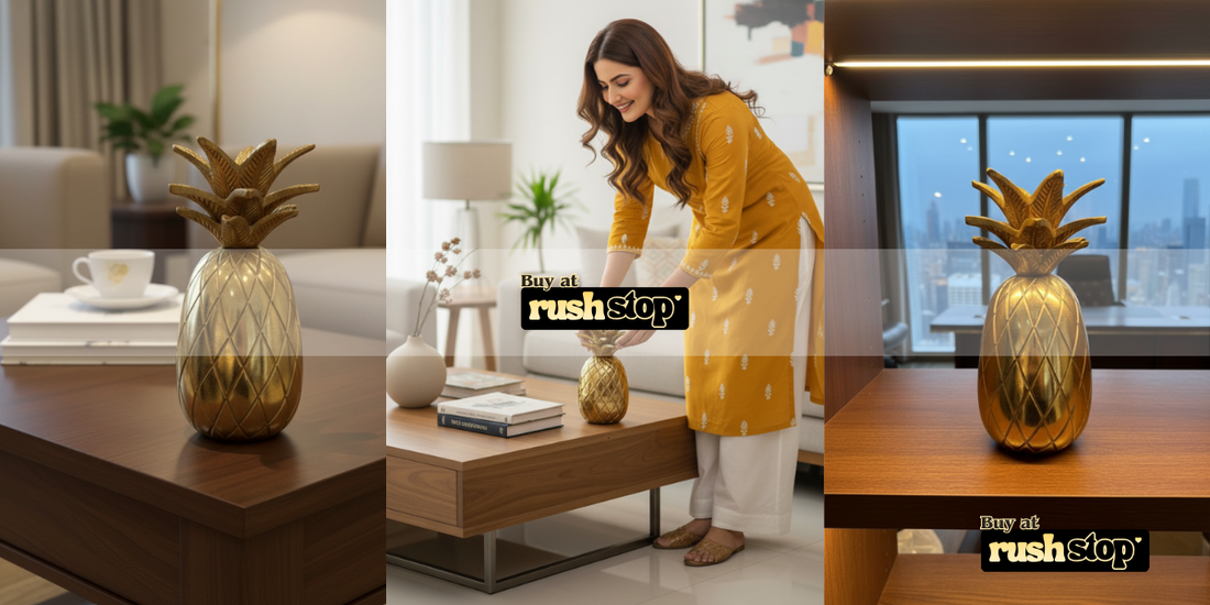 Golden Pineapple Decorative Showpiece – A Symbol of Luxury, Warmth & Modern Home Decor