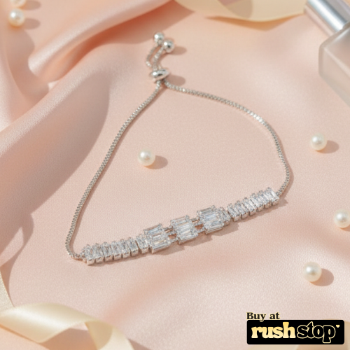 Elegant CZ Baguette Slider Bracelet