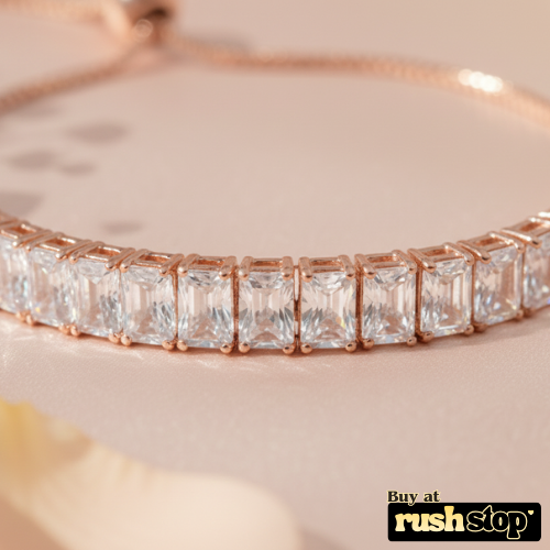 Rose Gold Baguette Crystal Bolo Bracelet