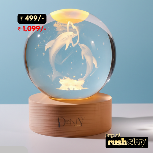3D Laser-Engraved Dolphin Crystal Ball