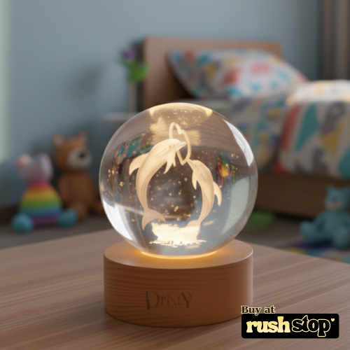 3D Laser-Engraved Dolphin Crystal Ball