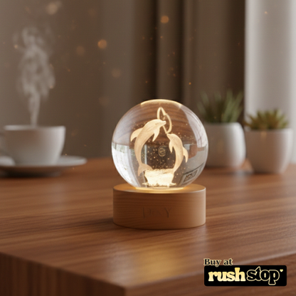 3D Laser-Engraved Dolphin Crystal Ball