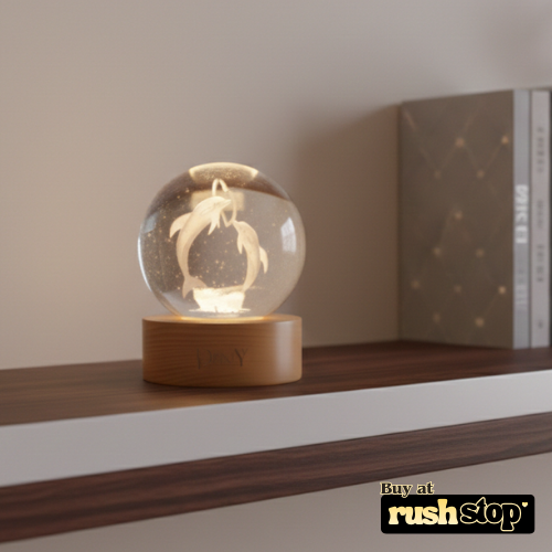 3D Laser-Engraved Dolphin Crystal Ball