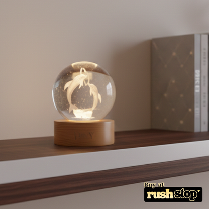 3D Laser-Engraved Dolphin Crystal Ball