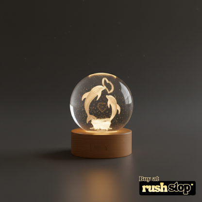 3D Laser-Engraved Dolphin Crystal Ball