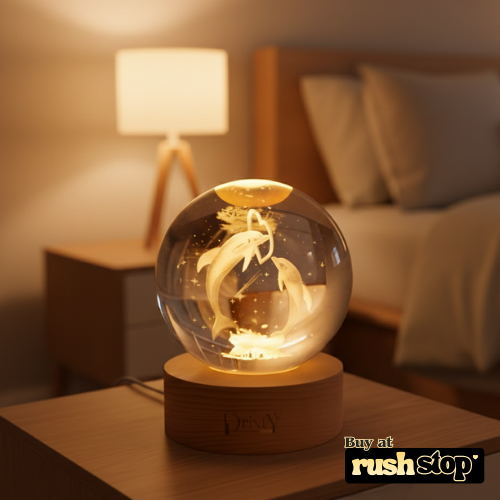 3D Laser-Engraved Dolphin Crystal Ball
