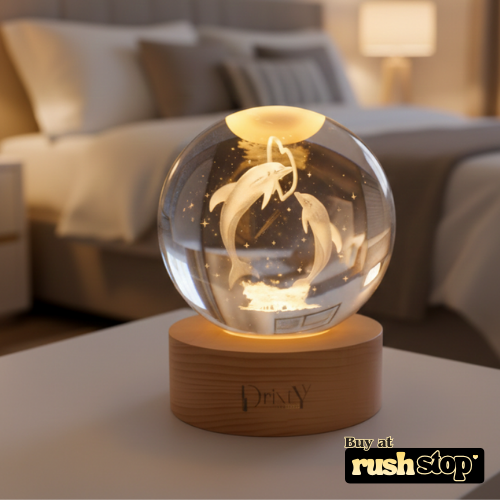 3D Laser-Engraved Dolphin Crystal Ball