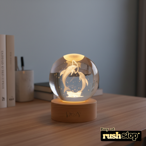 3D Laser-Engraved Dolphin Crystal Ball