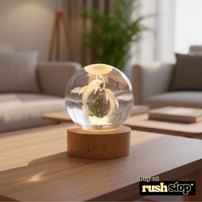 3D Laser-Engraved Dolphin Crystal Ball