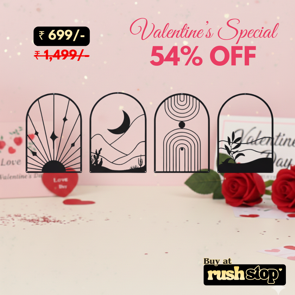 4-Pack Boho Abstract Wood Wall Art Set