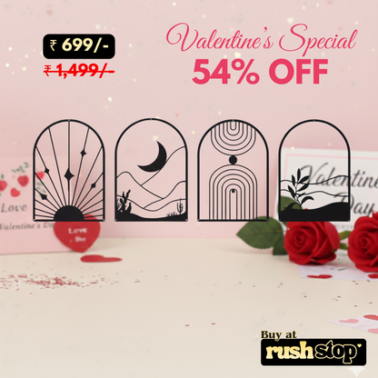 4-Pack Boho Abstract Wood Wall Art Set