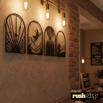 4-Pack Boho Abstract Wood Wall Art Set