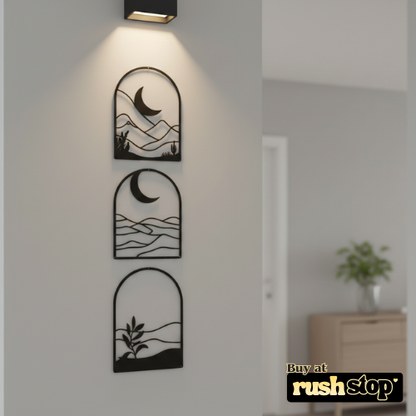 4-Pack Boho Abstract Wood Wall Art Set