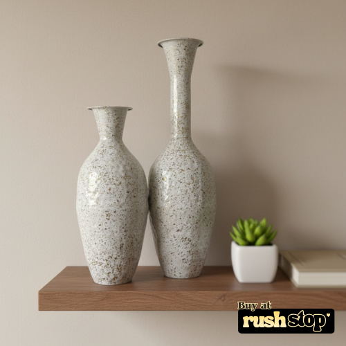 White and Gold Speckle Decorative Vases (Set of 2)