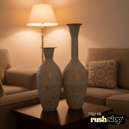 White and Gold Speckle Decorative Vases (Set of 2)