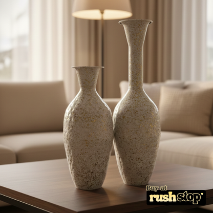 White and Gold Speckle Decorative Vases (Set of 2)