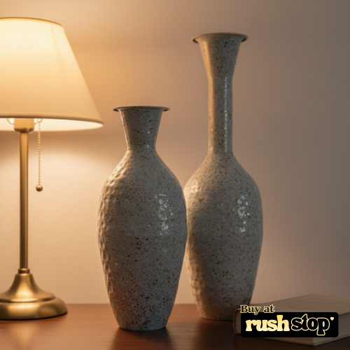 White and Gold Speckle Decorative Vases (Set of 2)