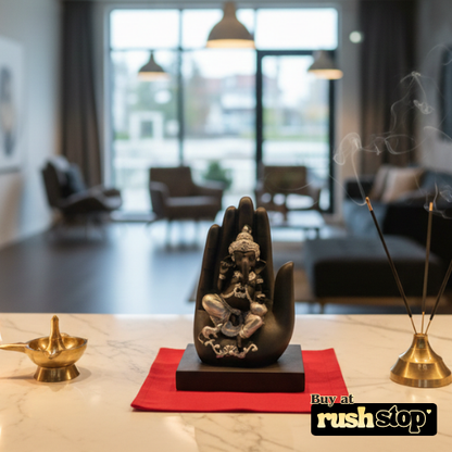 Contemporary Blessing Ganesha Idol in Hand Sculpture Stand