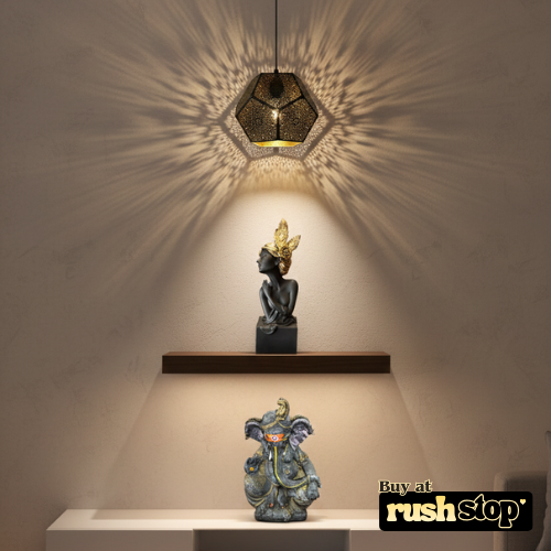 Home Blessings Decor Set – Fairy Figurine, Moroccan Lamp & Ganesha Murti (3 Items)