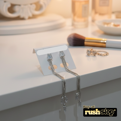 Long Chain and Crystal Drop Earrings Set of 2