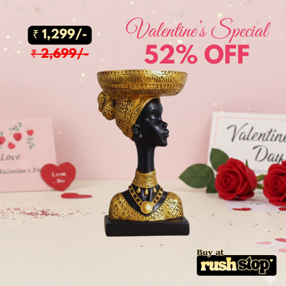 Artisan African Queen Bust with Fruit Basket