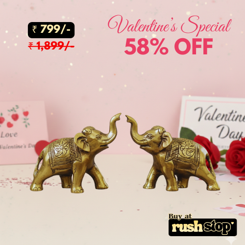 Artisan Golden Metal Elephant Duo