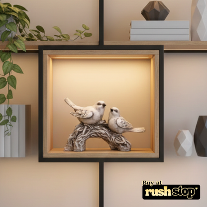 Vintage-style white bird decor statue on branch for farmhouse and cottage interiors