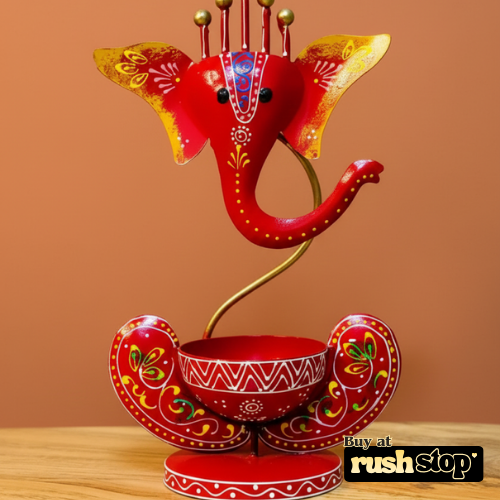 Hand painted Lord Ganesha metal diya holder