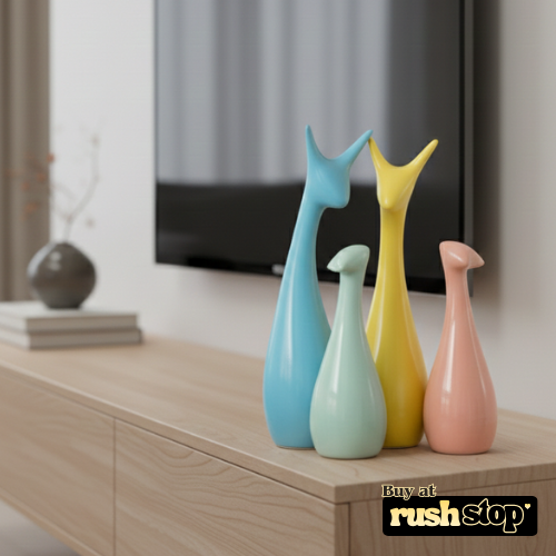Pastel family deer sculpture set of 4 modern home decor
