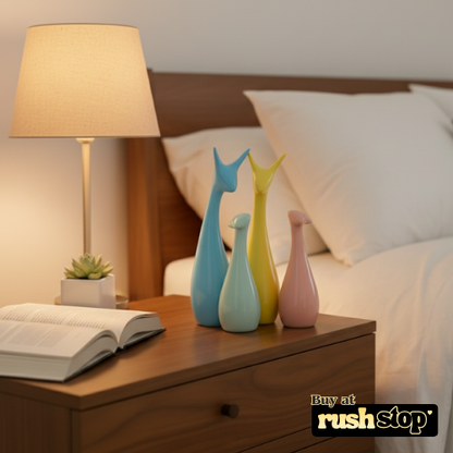 Pastel family deer sculpture set of 4 modern home decor
