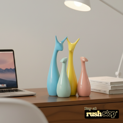 Pastel family deer sculpture set of 4 modern home decor