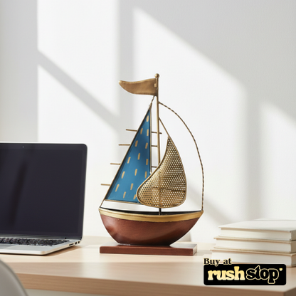 Artisanal Metal Turkish Sailboat Showpiece