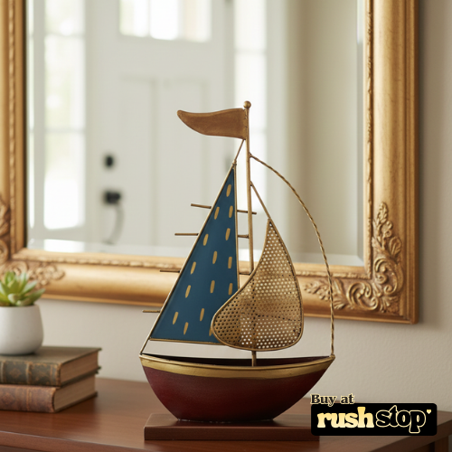 Artisanal Metal Turkish Sailboat Showpiece
