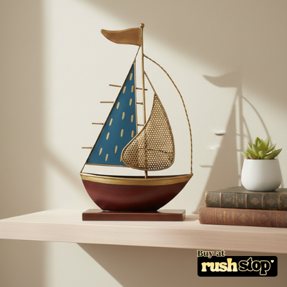 Artisanal Metal Turkish Sailboat Showpiece