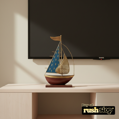 Artisanal Metal Turkish Sailboat Showpiece