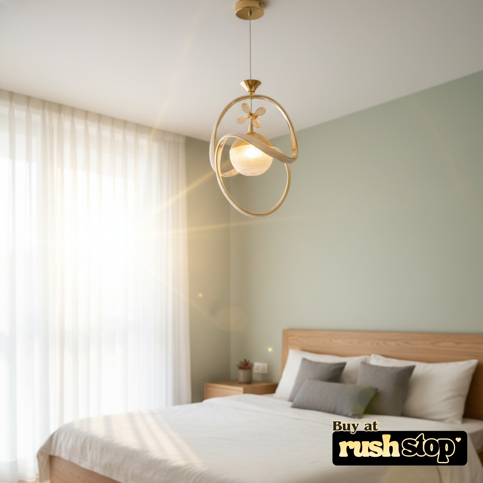 Artistic golden hanging ceiling lamp, designer resin sculpture, handcrafted decor India, premium resin decor India – Rush Stop, free shipping home decor India.