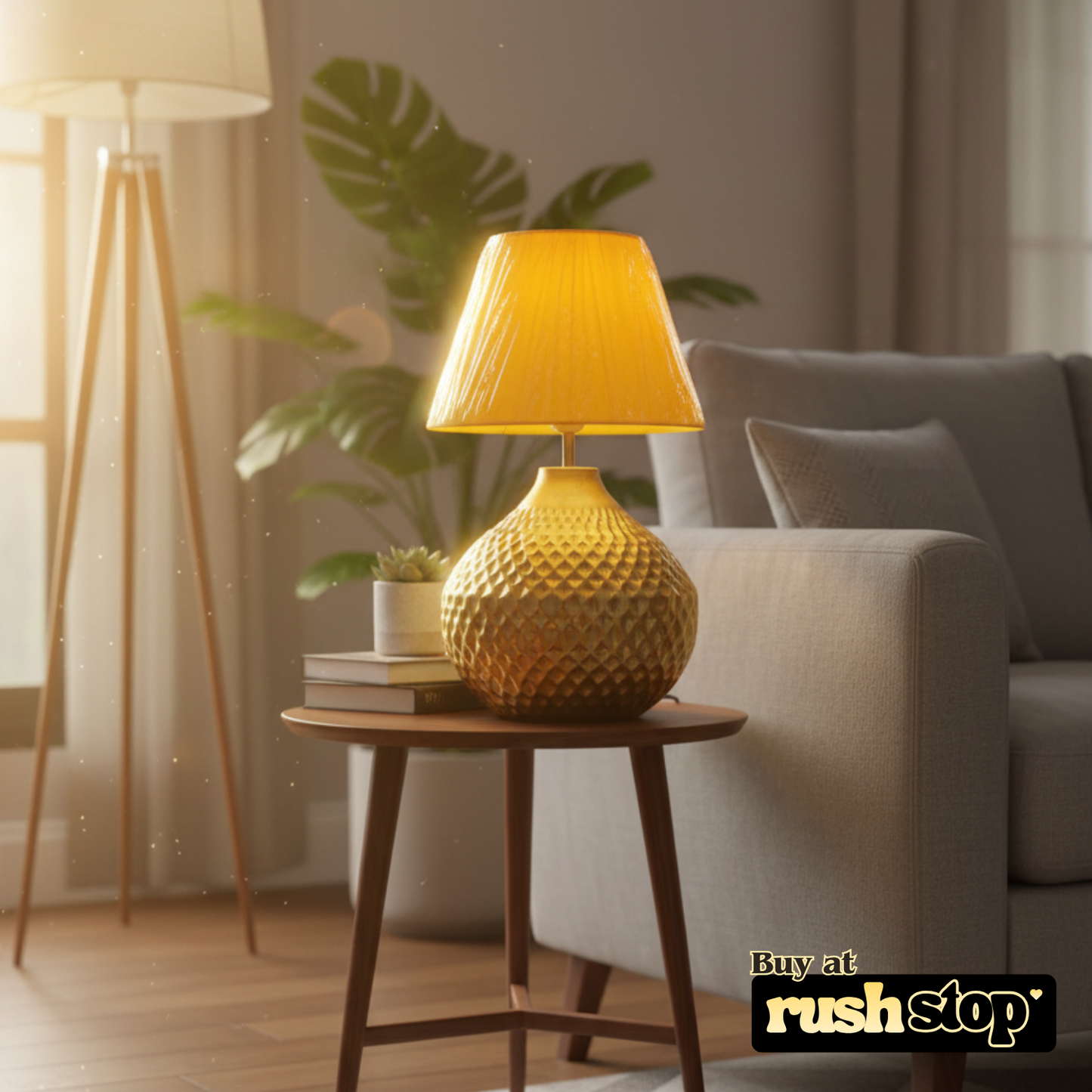 Designer resin sculpture Brass table lamp, handcrafted decor India – Rush Stop, free shipping home decor India.