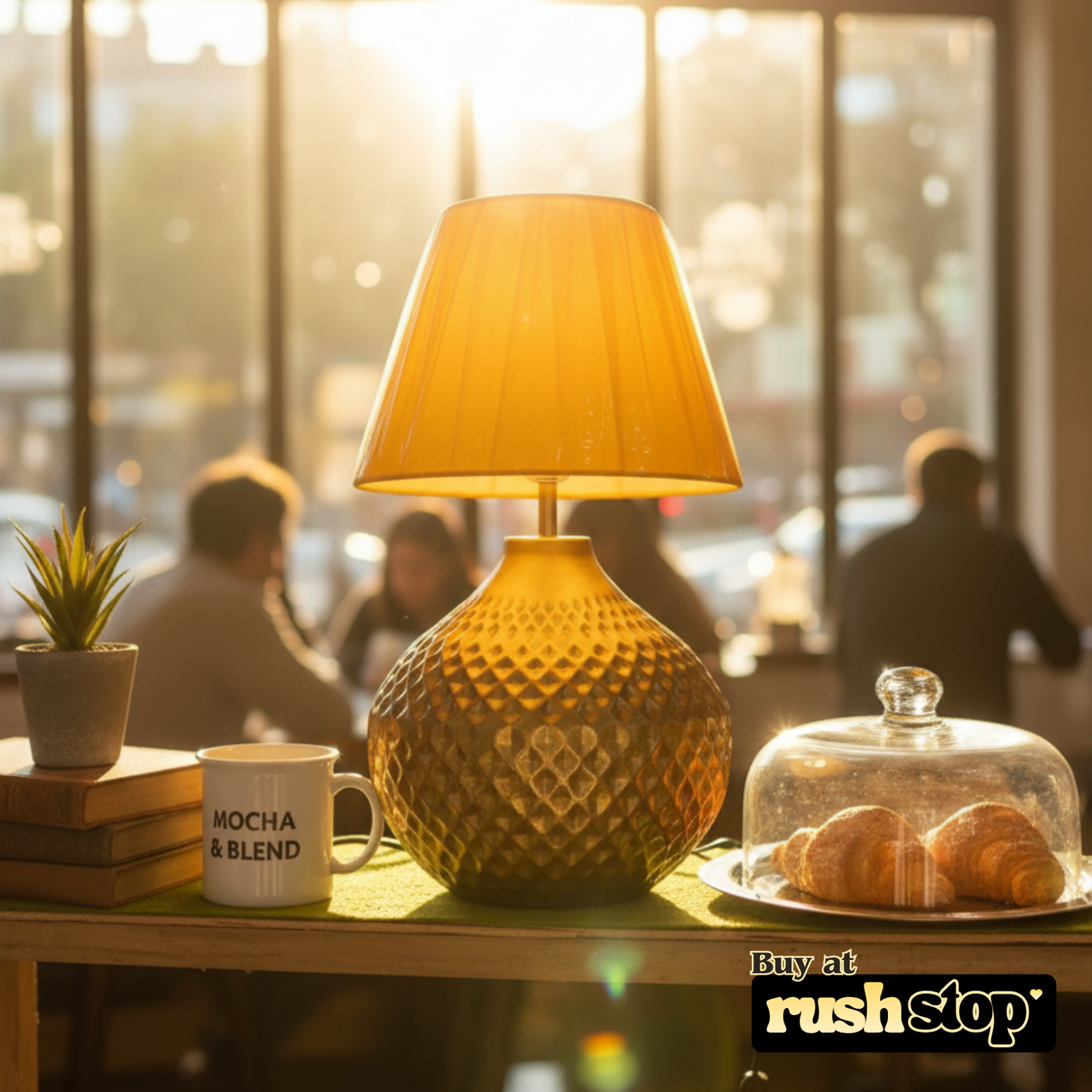 Designer resin sculpture Brass table lamp, handcrafted decor India – Rush Stop, free shipping home decor India.