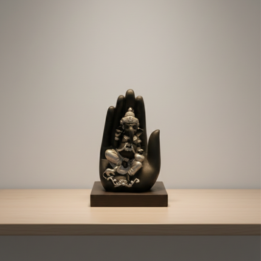Contemporary Blessing Ganesha Idol in Hand Sculpture Stand
