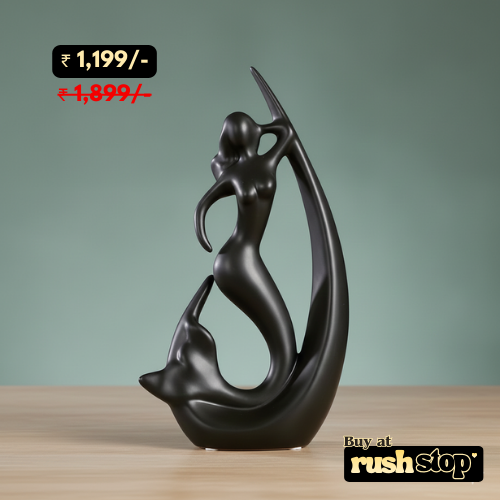 Abstract mermaid and dolphin sculpture modern marine decor